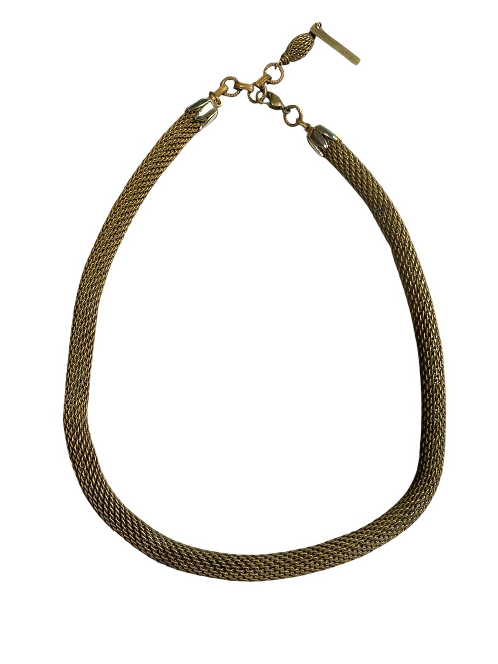 Vintage Jan Michaels Brass Metal Mesh Rope Necklace Lobster Claw Clasp